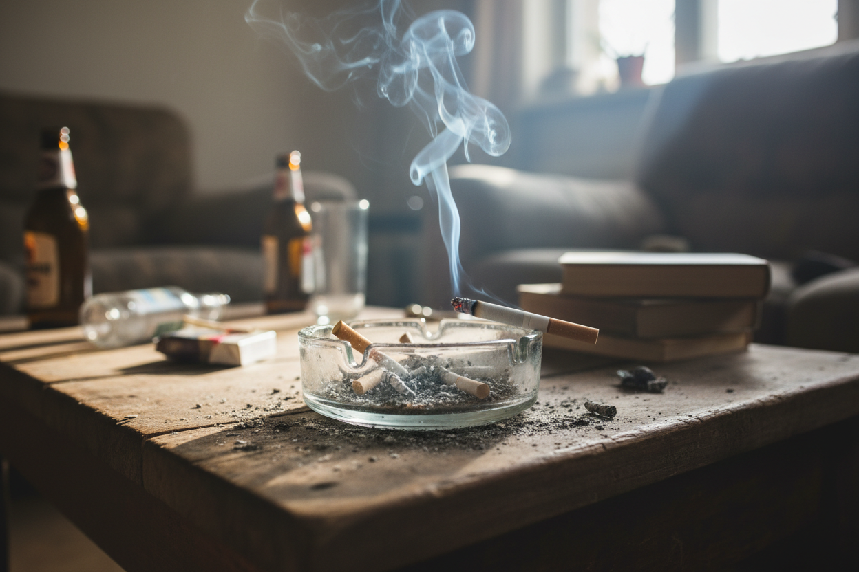 Cendrier et cigarette - traitement anti-odeurs